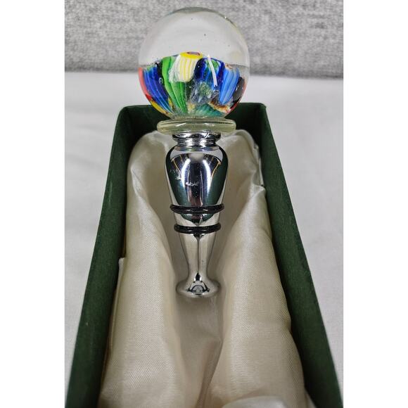 AUTHENTIC MURANO MILLEFIORI GLASS WINE BOTTLE STOPPER – HANDCRAFTED IN ITALY - Picture 5 of 7
